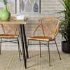 Baxton Studio Pro Modern Bohemian Natural Brown Rattan and Black Metal Dining Chair, PK2 209-2PC-12793